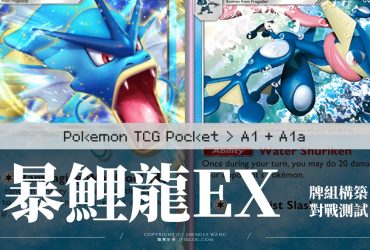 [Pokemon TCGP] 暴鯉龍EX+甲賀忍蛙+赤面龍牌組 | 牌組構築說明、29場實戰測試、勝率62%、卡手率17%（A1+A1a）